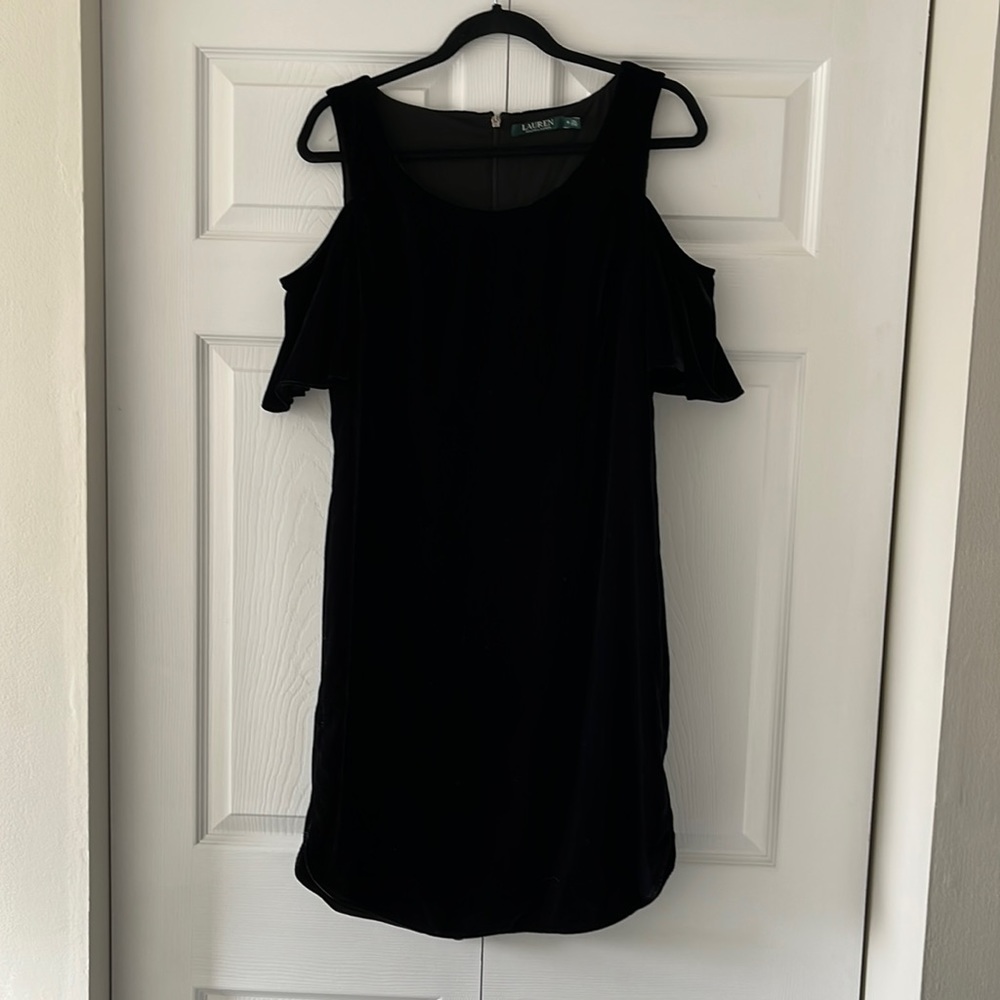 Velvet cold shoulder dress